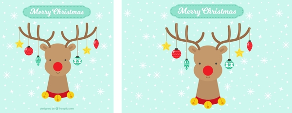 可爱的驯鹿背景与圣诞饰品