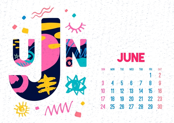 六月2018年日历设计矢量素材18年台历