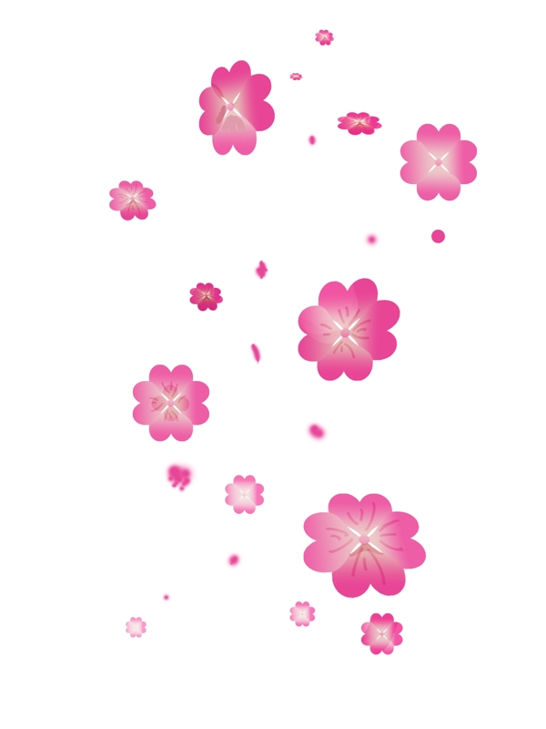 粉红色小花飘浮插画
