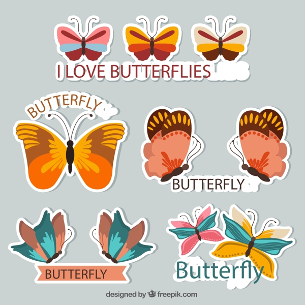 蝴蝶标签矢量图片
