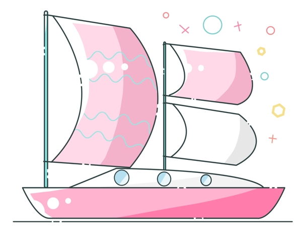 粉色帆船卡通工具
