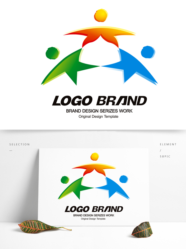 简约现代红蓝绿星形公司标志LOGO设计