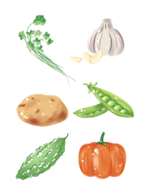 手绘可爱彩色蔬菜图6