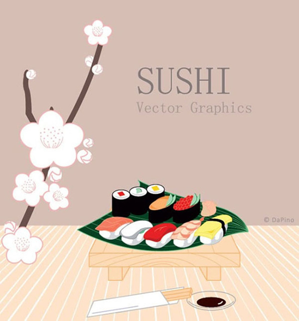 日式风味的寿司矢量图