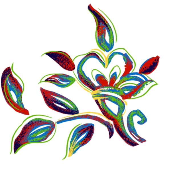 彩绘花草装饰图案分层素材PSD格式0045