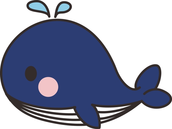 矢量手绘卡通蓝色鲸鱼
