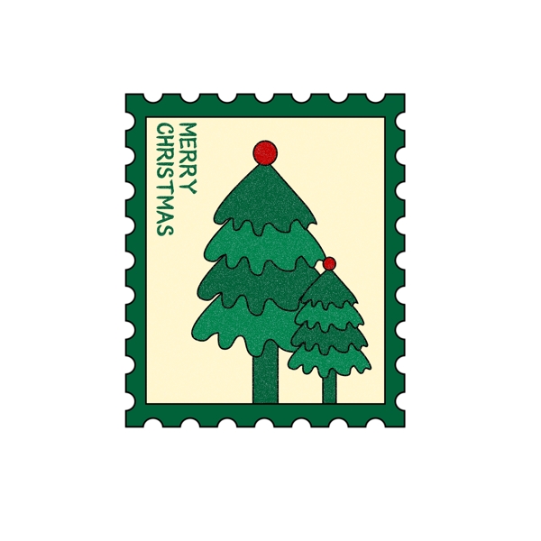 圣诞节邮票小贴纸圣诞小元素设计