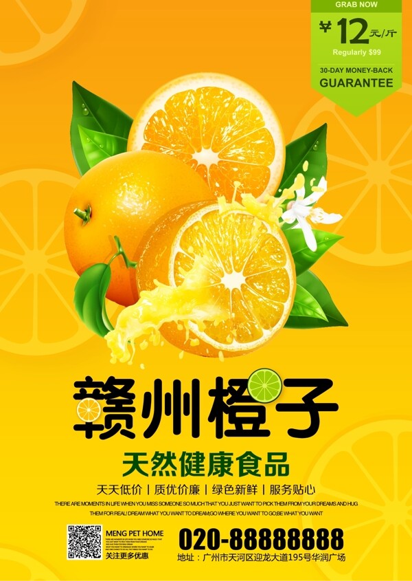 橙色水果赣州橙子海报