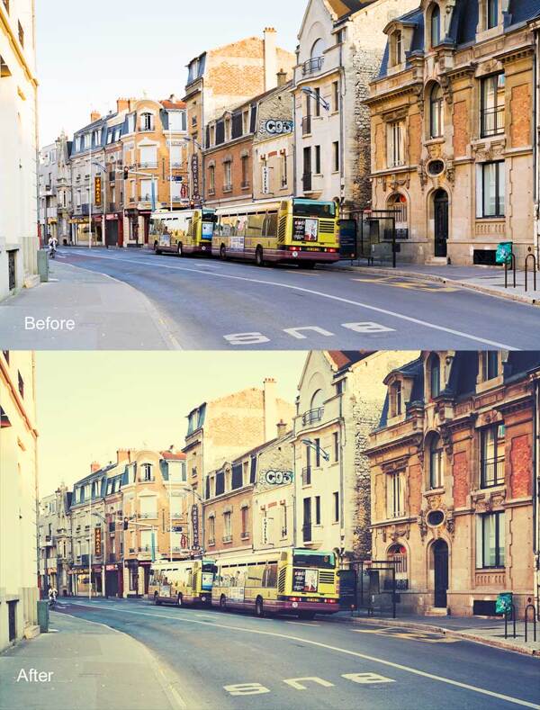 街道照片复古泛黄效果调色动作