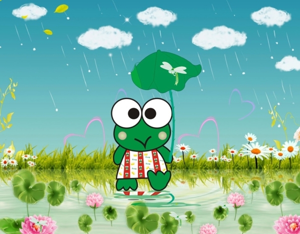 青蛙撑伞