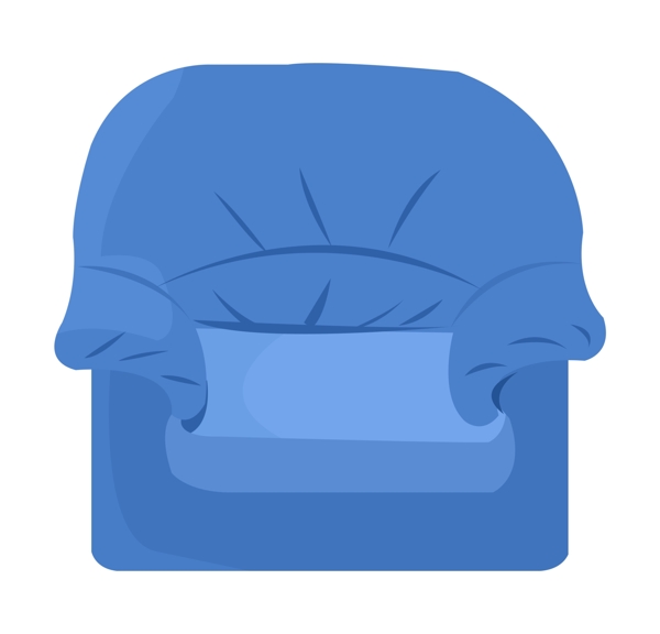 蓝色单人沙发椅插画