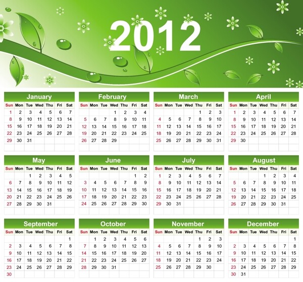 2012个生态绿色日历