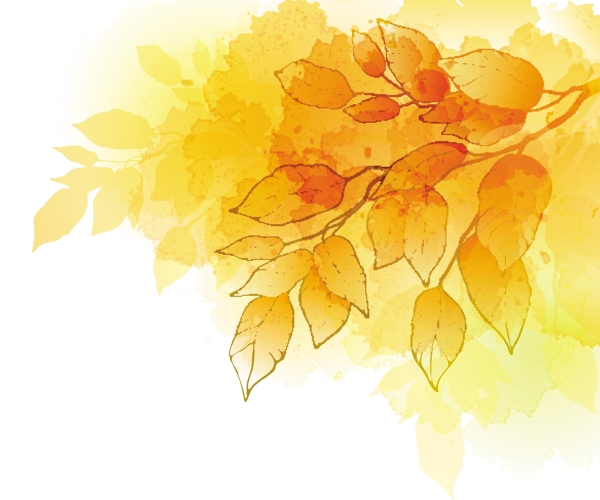 金色的秋天树叶背景矢量素材1
