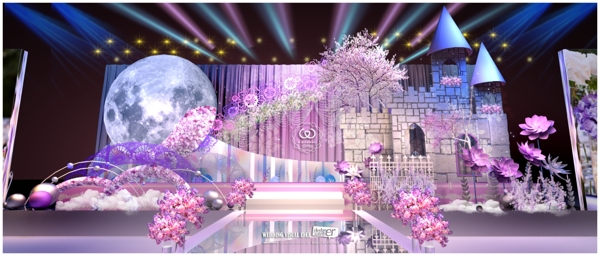 紫色樱花城堡婚礼效果图