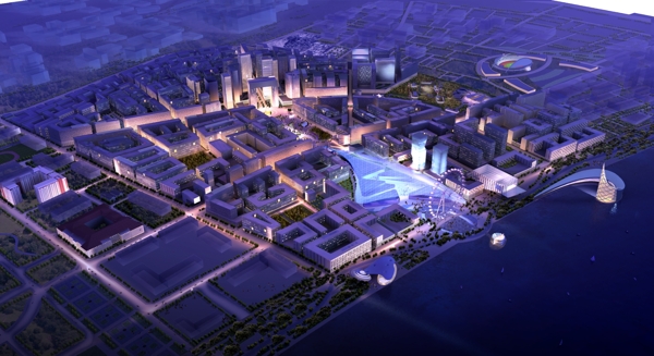 城市设计鸟瞰夜景PSD图片