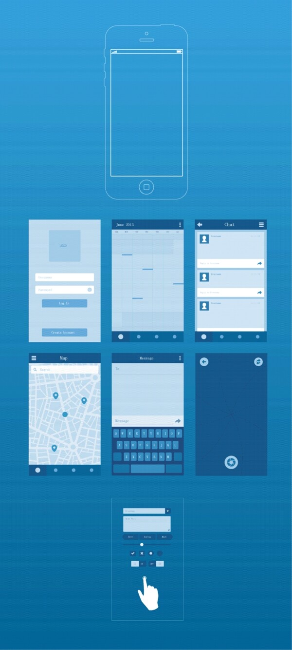 iPhone线框图矢量素材