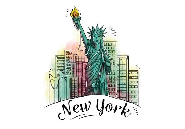 手绘纽约城市插画