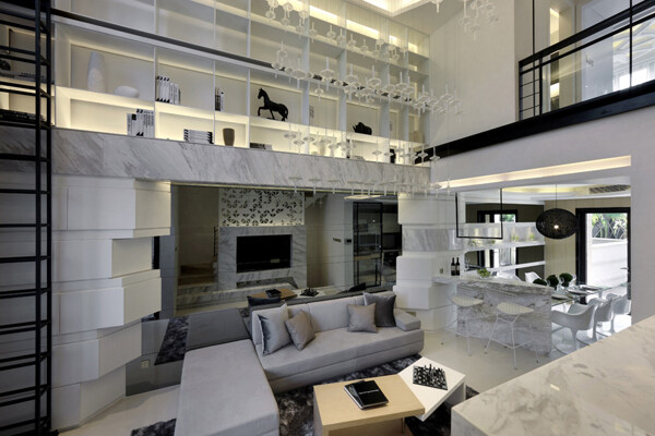 现代客厅灰色沙发效果图