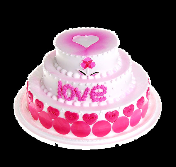粉色三层爱心蛋糕素材