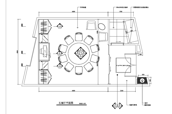 中式餐饮包厢平面布置图