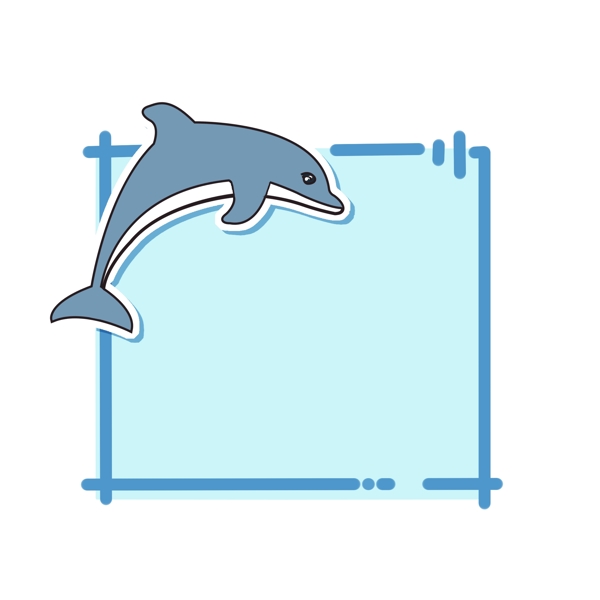 蓝色的鲸鱼边框插画