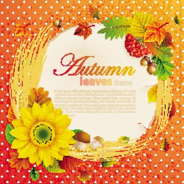 美丽的秋天树叶相框背景矢量素材05