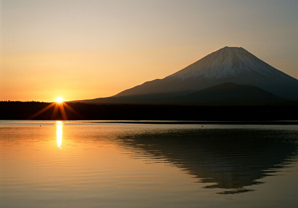 富士山夕阳图片