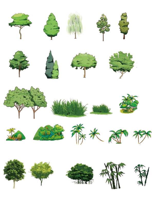 卡通小绿树PSD图片