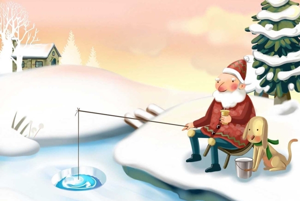 圣诞老人钓鱼图片