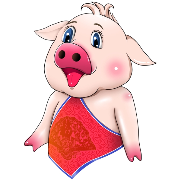 手绘卡通喜庆猪猪装饰素材