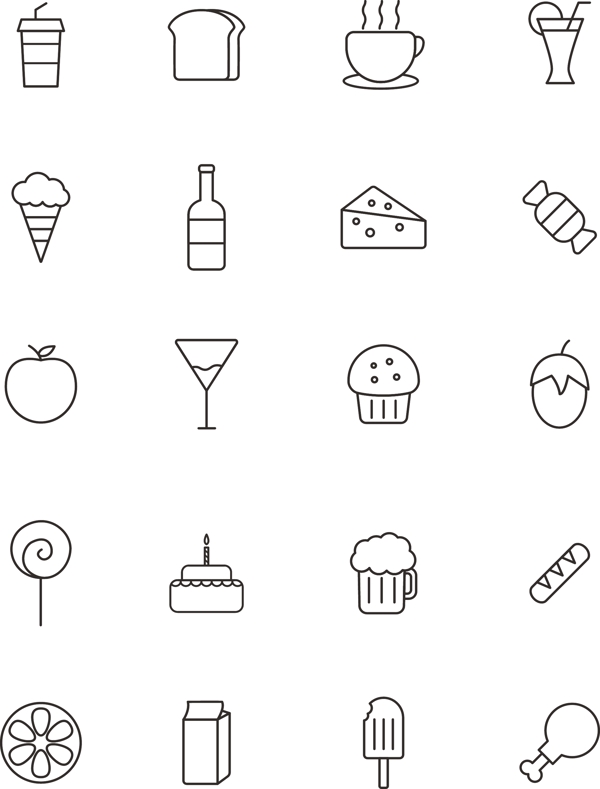 咖啡饮品店icon图标黑白简约可商用元素