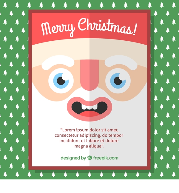 平面设计中圣诞老人脸的圣诞卡
