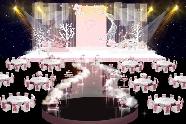 粉色婚礼效果图设计