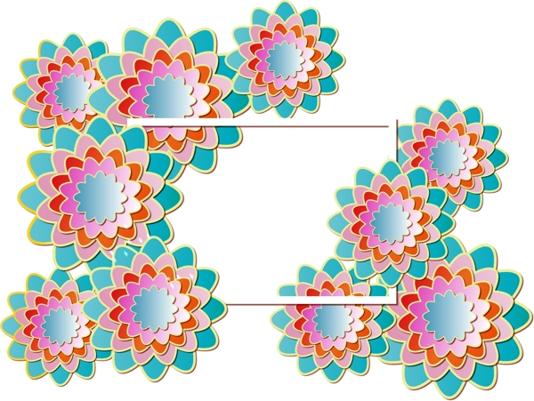 矢量手绘描边花朵