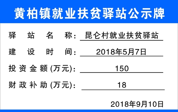 就业扶贫驿站公示牌