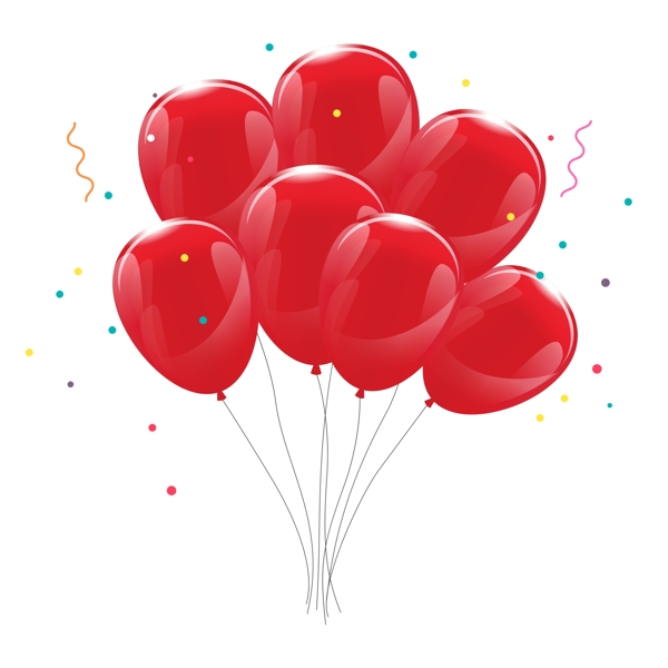 红色庆典国庆节日喜庆手绘气球素材