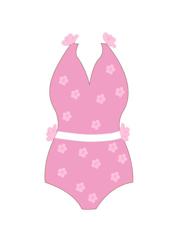 粉色小花泳衣