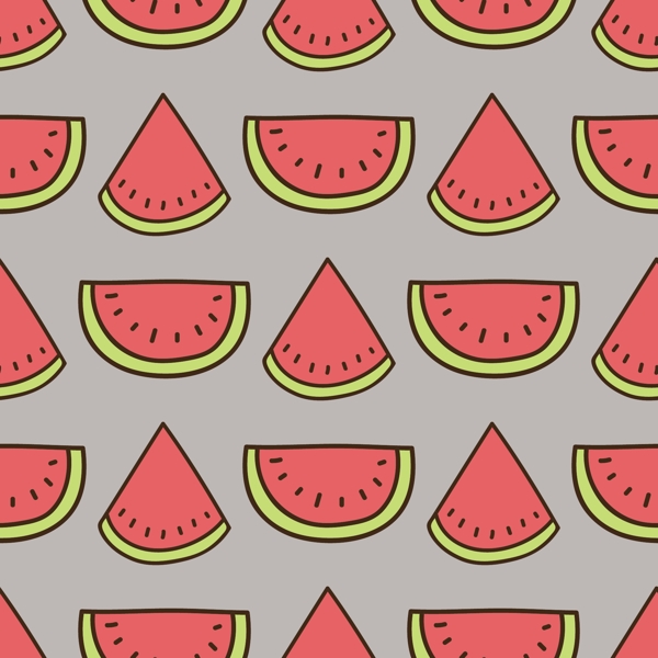 夏日水果西瓜手绘纹理图案矢量