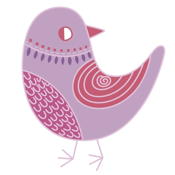 印花矢量图鸟类色彩紫色红色免费素材