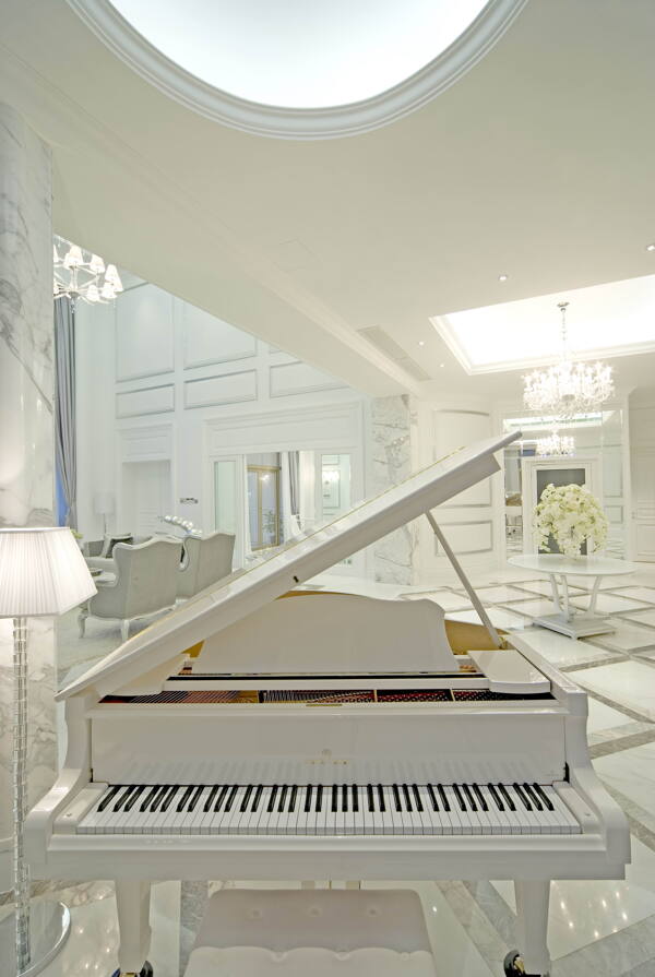 现代北欧风格轻奢风格钢琴房装修效果图