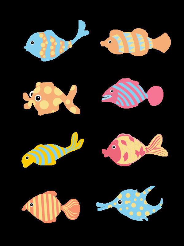 海底动物之卡通可爱鱼元素套图