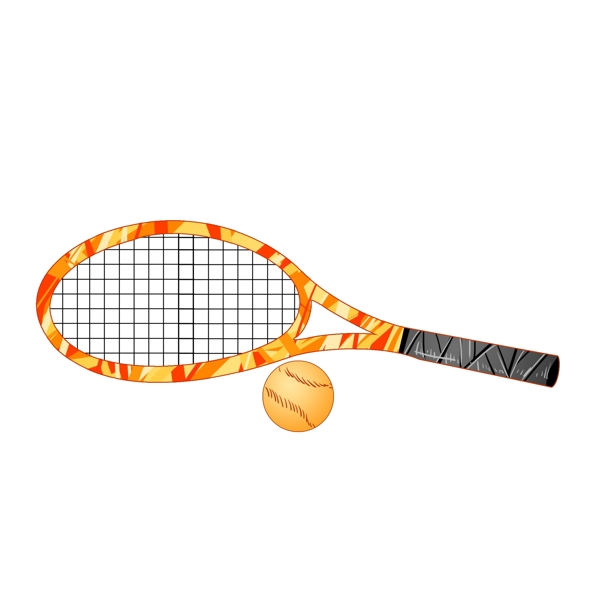 橘黄色的网球拍插画
