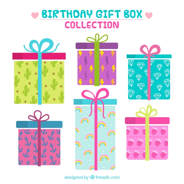 6款创意生日礼盒矢量素材