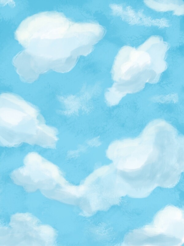 原创手绘油画风蓝天白云背景