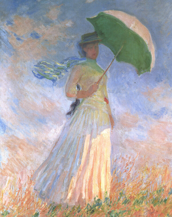 撑伞的西方美女油画图片