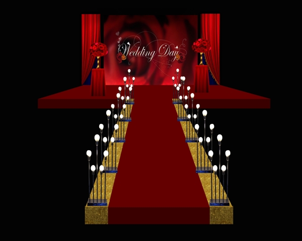 红色婚礼舞台设计