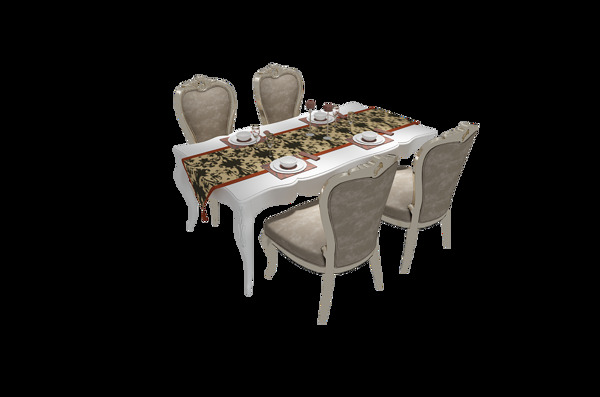 现代风格家装奢华欧式餐桌椅模型