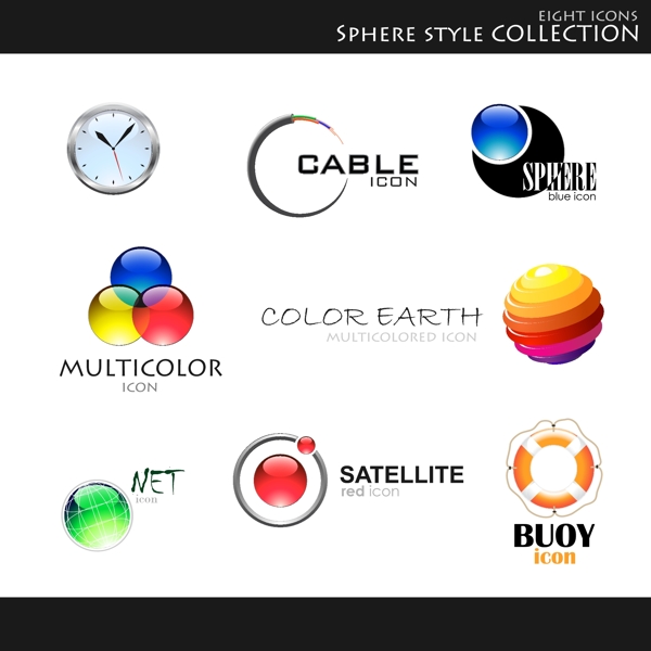 8矢量球形标识类型