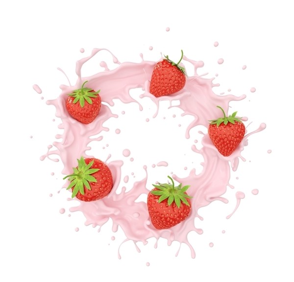 彩色草莓水果插画背景