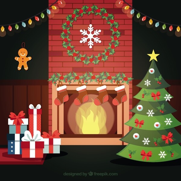 壁炉的圣诞房间